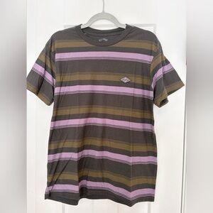 Billabong Men's Short Sleeve Striped Tee - Brown and Purple